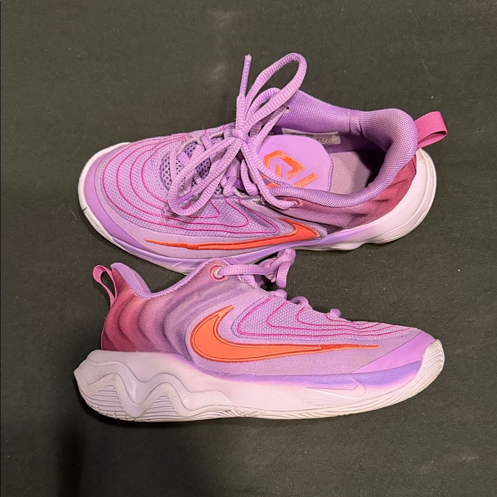 Nike Kids Purple & Pink Sneakers with Orange Swoosh